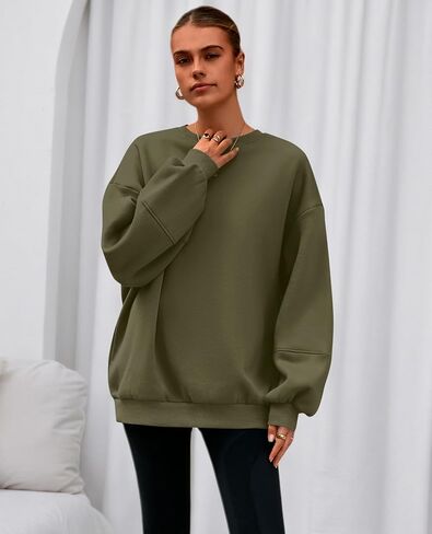 PRETTYGARDEN Oversized Sweatshirt for Women Fall Long Sleeve Crewneck Fleece Loose Fit Casual Pullover Tops Fashion Clothing in Saudi Arabia