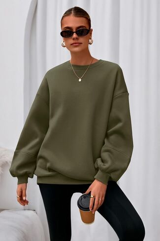 PRETTYGARDEN Oversized Sweatshirt for Women Fall Long Sleeve Crewneck Fleece Loose Fit Casual Pullover Tops Fashion Clothing in Saudi Arabia