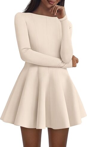 PRETTYGARDEN Cocktail Dresses for Women Elegant Classy 2025 Fall A Line Long Sleeve Homecoming Graduation Party Mini Dress in Saudi Arabia
