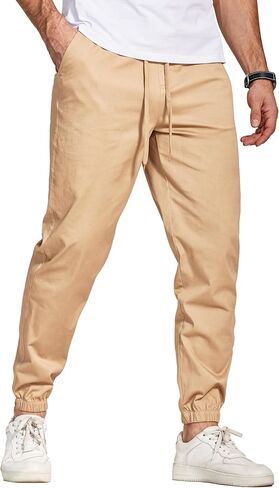 سراويل عازمة من القطن Coofandy Mens Stretch Twill Jogger Pants Chino Cargo Hiking Pantsing Pantsing مع جيوب in Saudi Arabia