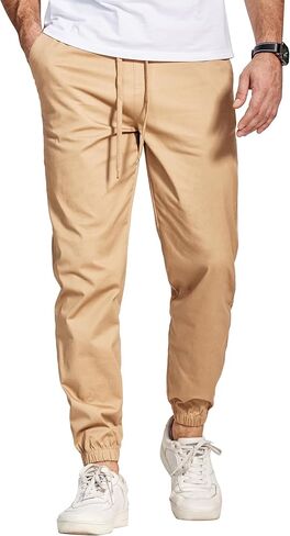سراويل عازمة من القطن Coofandy Mens Stretch Twill Jogger Pants Chino Cargo Hiking Pantsing Pantsing مع جيوب in Saudi Arabia