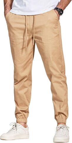 سراويل عازمة من القطن Coofandy Mens Stretch Twill Jogger Pants Chino Cargo Hiking Pantsing Pantsing مع جيوب in Saudi Arabia