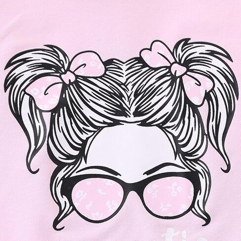 Size 6-12 Years Girl's 2 Piece Outfits Casual Crew Neck Long Sleeve Sweatshirt & Shorts LoungetSets in Kuwait