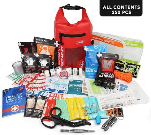 152 PCS مجموعة الإسعافات الأولية المقاومة للماء ، قارب صغير محمول القوارب الجافة حقيبة ، مجموعة طوارئ طبية مثالية لركوب القوارب ، التخييم ، صيد الأسماك ، التجديف ، العائمة ، الأحمر in Kuwait