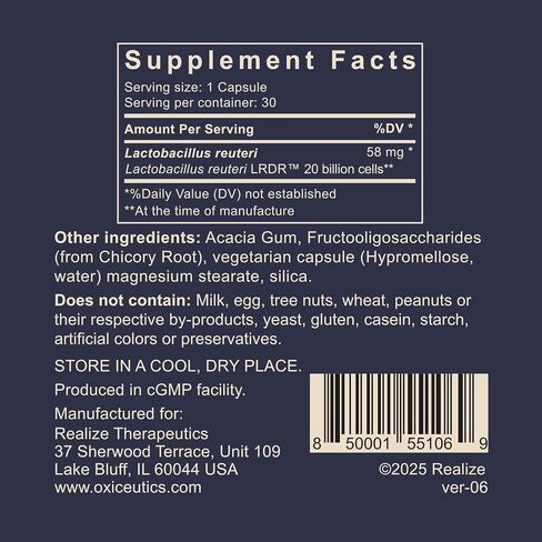 MyReuteri™ 10 Billion CFU Probiotic – Foundational-Strength L. reuteri LRDR™ + FOS Prebiotic – by Dr. William Davis – Makes Yogurt-Like Superfood – 30 Veg Capsules in Kuwait