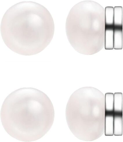 Pearl Earrings 8mm, Magnetic Pearl Stud Earrings for Women, Non-Piercing Magnetic Clip On Earrings, Wedding Bridal Jewellery Earrings in Saudi Arabia