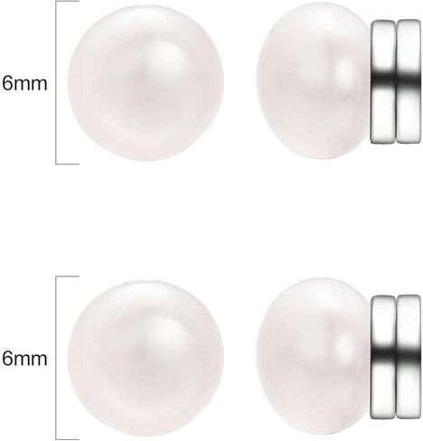Pearl Earrings 8mm, Magnetic Pearl Stud Earrings for Women, Non-Piercing Magnetic Clip On Earrings, Wedding Bridal Jewellery Earrings in Saudi Arabia