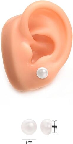 Pearl Earrings 8mm, Magnetic Pearl Stud Earrings for Women, Non-Piercing Magnetic Clip On Earrings, Wedding Bridal Jewellery Earrings in Saudi Arabia