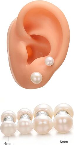 Pearl Earrings 8mm, Magnetic Pearl Stud Earrings for Women, Non-Piercing Magnetic Clip On Earrings, Wedding Bridal Jewellery Earrings in Saudi Arabia
