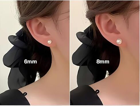 Pearl Earrings 8mm, Magnetic Pearl Stud Earrings for Women, Non-Piercing Magnetic Clip On Earrings, Wedding Bridal Jewellery Earrings in Saudi Arabia