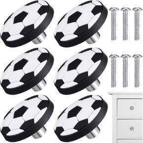 6pcs Soccer Pattern Drawer Pull Knobs for Boy Girl Room Easy to Install Soft Material for Wardrobe Cabinets and Dressers in Saudi Arabia