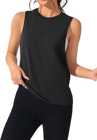 Remidoo Women's Open Side Workout Tank Top Sleeveless Shirt Muscle Tanks Crewneck Activewear in Saudi Arabia