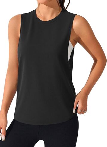 Remidoo Women's Open Side Workout Tank Top Sleeveless Shirt Muscle Tanks Crewneck Activewear in Saudi Arabia