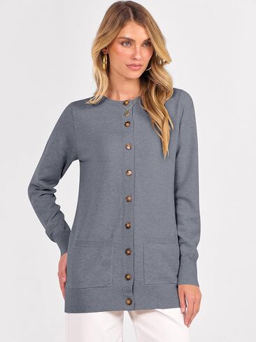 ANRABESS Women's Cardigans 2025 Fall Dressy Casual Long Sleeve Crewneck Button Down Open Front Soft Knit Cardigan Sweaters in Saudi Arabia