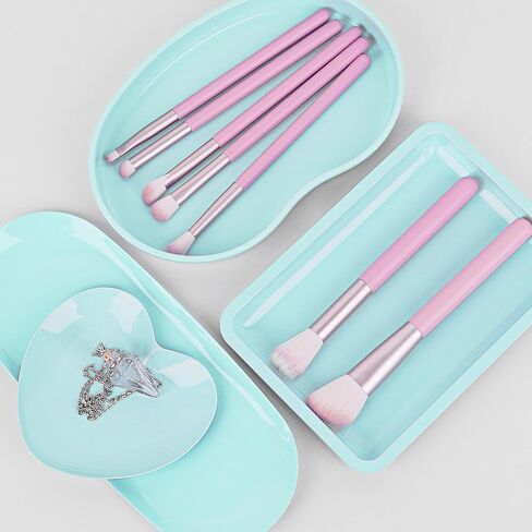 Stainless Steel Tray, Lrregular Tray, Nail Tool Dish, Trays for Jewelry, Makeup Cosmetic, Gadgets Set (Pink) in Saudi Arabia