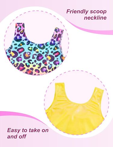 Gymnastics Leotards for Girls Size 8-9 Years Old Metallic Breathable Kids Bodysuits 2 Pieces in Kuwait