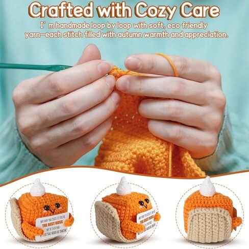 Fall Decor Crochet Mini Pumpkin Pie Doll - Pumpkin decor Handmade Cute Plush Fall Decorations For Home - Birthday Gifts for Women, Daughter, Grandma - Autumn, Thanksgiving, Halloween, Christmas Decor in Kuwait