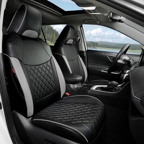 Rav4 Seat Covers for Toyota RAV4 Hybrid 2019-2025(Not for Hybrid/PHEV XSE,SE) Car Truck Seat Cover Full Set for SUV,Waterproof Automotive Seat Protector,Neoprene (Black Grey Grid) in Saudi Arabia