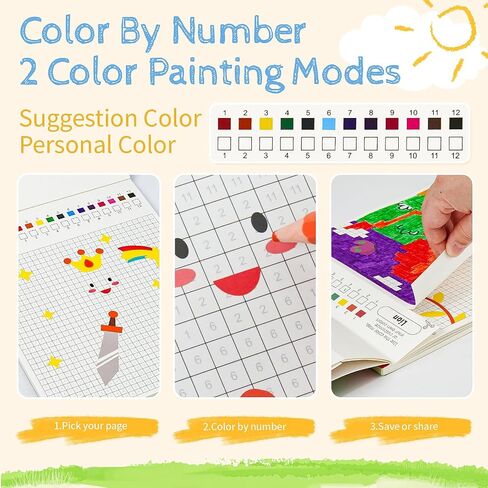 HAPRAY BOOK LARGE COSTORING BOOK for Kids Party Favors ، 20 صفحة ترسم بأرقام للمبتدئين مع 5 مواقف عرض ، وضعين للطلاء الحرف الفنية للأطفال الذين تتراوح أعمارهم بين 4-8 8-12 in Kuwait