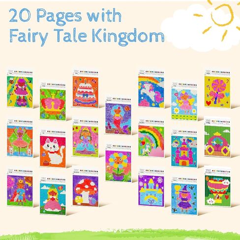HAPRAY BOOK LARGE COSTORING BOOK for Kids Party Favors ، 20 صفحة ترسم بأرقام للمبتدئين مع 5 مواقف عرض ، وضعين للطلاء الحرف الفنية للأطفال الذين تتراوح أعمارهم بين 4-8 8-12 in Kuwait