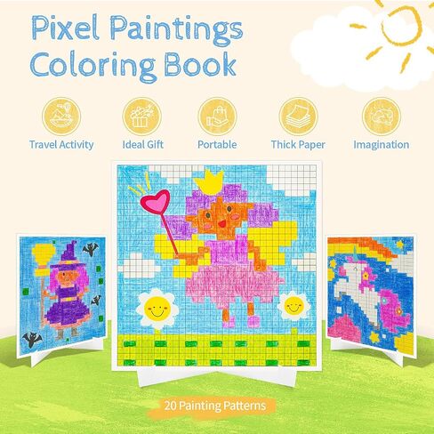 HAPRAY BOOK LARGE COSTORING BOOK for Kids Party Favors ، 20 صفحة ترسم بأرقام للمبتدئين مع 5 مواقف عرض ، وضعين للطلاء الحرف الفنية للأطفال الذين تتراوح أعمارهم بين 4-8 8-12 in Kuwait