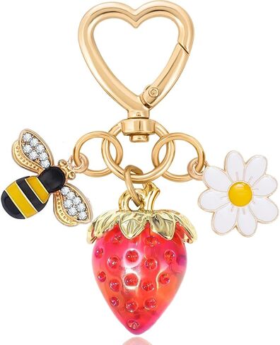 Cute Strawberry Keychain Bag Charm for Women Bag Keys Decor for Her Gift Birthday Holiday in Saudi Arabia
