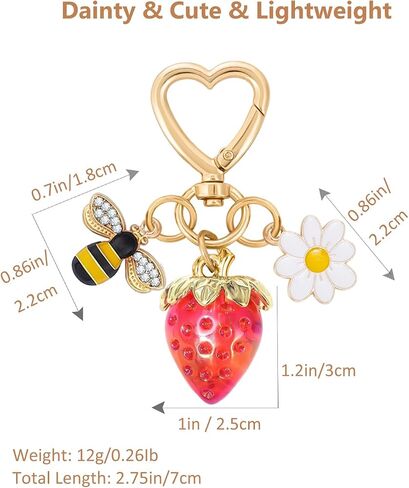 Cute Strawberry Keychain Bag Charm for Women Bag Keys Decor for Her Gift Birthday Holiday in Saudi Arabia