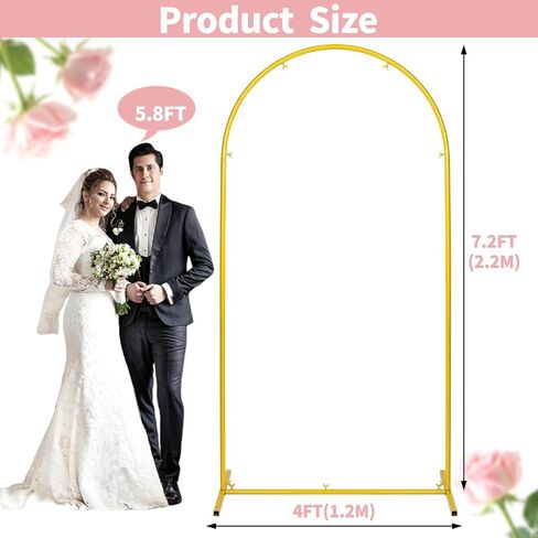 Wedding Arch Backdrop Stand 7.2FT Gold Metal Arch Backdrop Stand for Wedding Baby Shower Birthday Party Balloon Arch Stand Graduation Celebration Decorations in Saudi Arabia