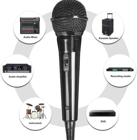 Wired Karaoke MicrophoneWith 2.5m Cable, Handheld for Singing, Vocal Dynamic Mic for Speaker, AMP, Mixer, DVD in Saudi Arabia