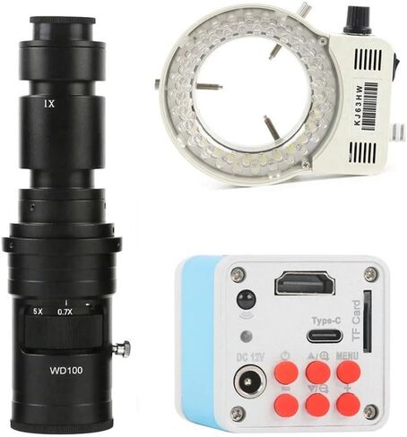 ZTBH Microscope Accessories Kit 10MP 4K 1080P HDMI Type-c PC Digital Video Microscope C Mount Camera for Phone PC PCB SMD Tablet Soldering Repair Microscope Slides (Color : 500X Lens with Led) in Saudi Arabia