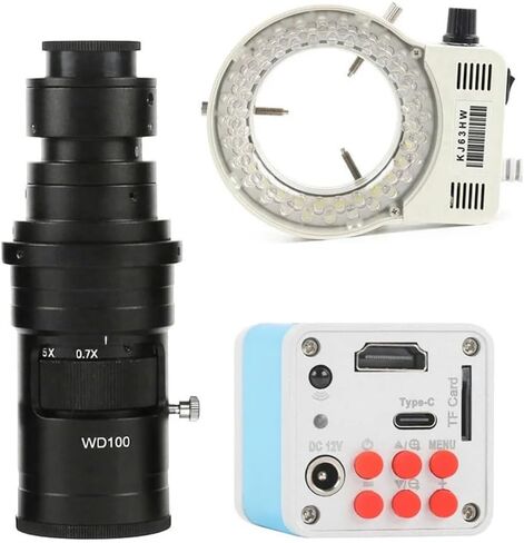 ZTBH Microscope Accessories Kit 10MP 4K 1080P HDMI Type-c PC Digital Video Microscope C Mount Camera for Phone PC PCB SMD Tablet Soldering Repair Microscope Slides (Color : 500X Lens with Led) in Saudi Arabia
