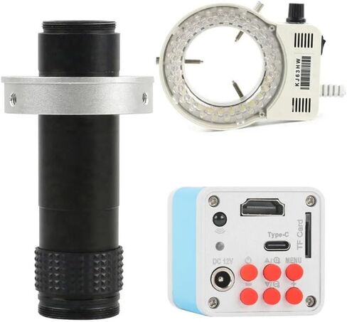 ZTBH Microscope Accessories Kit 10MP 4K 1080P HDMI Type-c PC Digital Video Microscope C Mount Camera for Phone PC PCB SMD Tablet Soldering Repair Microscope Slides (Color : 500X Lens with Led) in Saudi Arabia