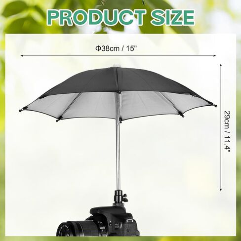 PATIKIL Camera Umbrella, 2 Pack 15 Inch Sunshade Camera Hot Shoe Umbrellas Protector Waterproof Rain Cover Protector for Nikon, Black in Saudi Arabia