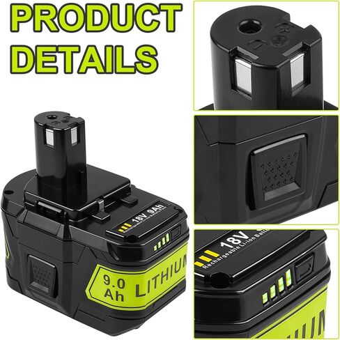 Futurebatt 2 حزمة بطارية بديلة عالية السعة 9.0Ah P109 لـ Ryobi ONE + P102 P103 P104 P105 P107 P108 P109 P122 بطارية أدوات 18 فولت in Kuwait