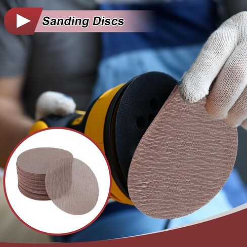 50 Pcs 6 Inch Abranet Sanding Mesh Anti-Clog Hook Loop Dust Free Net Sandpaper 100 Grit Brown Aluminum Oxide in Saudi Arabia