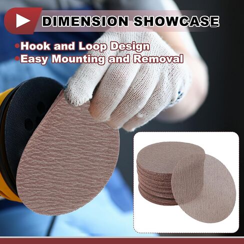 50 Pcs 6 Inch Abranet Sanding Mesh Anti-Clog Hook Loop Dust Free Net Sandpaper 100 Grit Brown Aluminum Oxide in Saudi Arabia