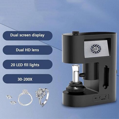 عارض النقش الماسي، مجهر رمز الخصر الماسي 30-200X مع شاشة عرض مزدوجة/إضاءة LED، دقة 480x845، لاختبار الماس in Kuwait