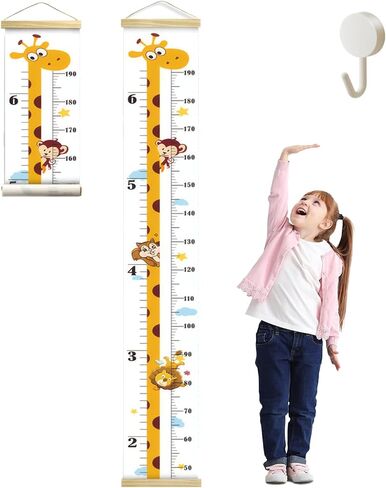 Personalized Children's Height Chart, Wall Growth Chart, Canvas Children's Height Hanging Chart, with Detachable Hooks, are Ideal Choices for Home Decoration and Practical Functions in Saudi Arabia