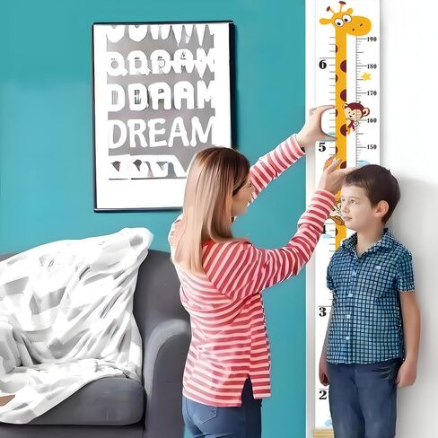 Personalized Children's Height Chart, Wall Growth Chart, Canvas Children's Height Hanging Chart, with Detachable Hooks, are Ideal Choices for Home Decoration and Practical Functions in Saudi Arabia