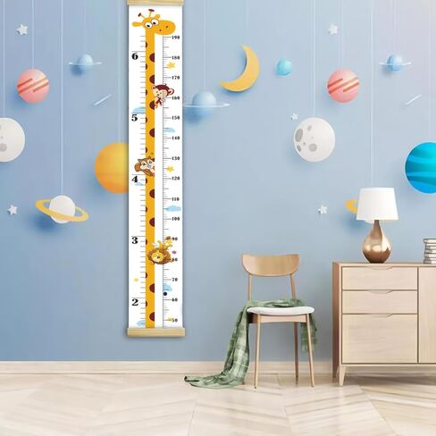 Personalized Children's Height Chart, Wall Growth Chart, Canvas Children's Height Hanging Chart, with Detachable Hooks, are Ideal Choices for Home Decoration and Practical Functions in Saudi Arabia