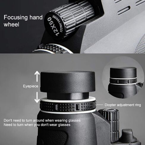 Portable Binoculars High Power Professional Monocular, 12 x 50 High Telescope, HD High Power Bak4 Monocular Waterproof Practical Adjustable for Birdwatching Hiking Camping Sightseeing in Saudi Arabia