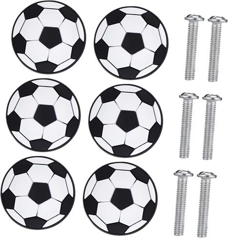 Homoyoyo 6pcs Soccer-Themed Door Knobs Eco-Friendly Pull Handles for Boy Girl Rooms Durable and Safe Decorative Drawer Knobs for Wardrobes and Cabinets in Saudi Arabia