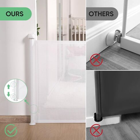 بوابة أطفال قابلة للسحب من Likzest، شبكة وبوابة للحيوانات الأليفة بطول 33 بوصة، تمتد حتى عرض 55 بوصة، بوابات أمان للأطفال لممرات مداخل السلالم، للكلاب والقطط في الأماكن المغلقة والخارجية (أبيض)، 6*18، SH20.006DC in Kuwait