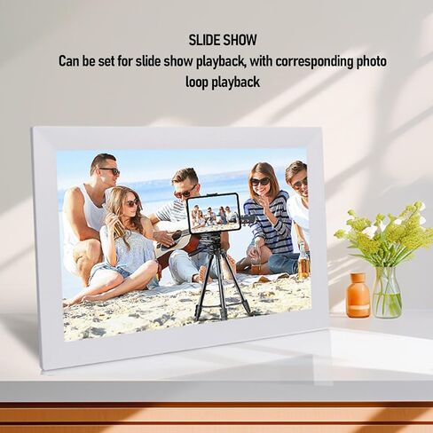إطار صور رقمي، إطار صور رقمي ذكي مقاس 13.3 بوصة 1280x800 LCD WiFi مع مساحة تخزين 32 جيجابايت، تدوير تلقائي، سهولة مشاركة الصور والفيديو عبر تطبيق Uhale من (الولايات المتحدة) in Kuwait