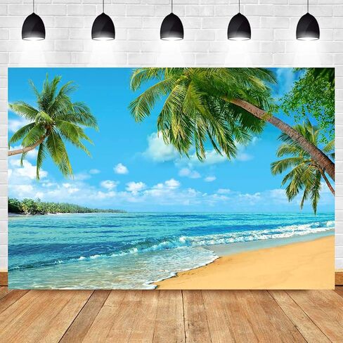 Summer Island Scene Photography Backdrop Beach Sea Palm Hawaiian Themed Birthday Party Banner Decorations Photo Background Vinyl 7x5ft Photo Booths Studio Props Wedding Supplies in Saudi Arabia