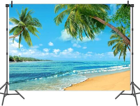 Summer Island Scene Photography Backdrop Beach Sea Palm Hawaiian Themed Birthday Party Banner Decorations Photo Background Vinyl 7x5ft Photo Booths Studio Props Wedding Supplies in Saudi Arabia