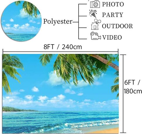 Summer Island Scene Photography Backdrop Beach Sea Palm Hawaiian Themed Birthday Party Banner Decorations Photo Background Vinyl 7x5ft Photo Booths Studio Props Wedding Supplies in Saudi Arabia