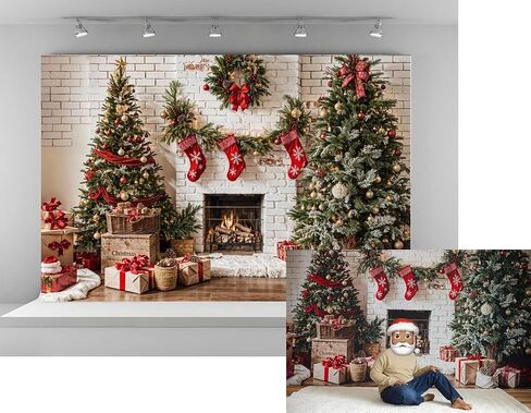 Kate 10x8ft Christmas Tree s Backdrops for Photography Xmas Santa Socks Background White Fireplace Background Celebrate Holiday Party Portrait Studio Backdrop in Saudi Arabia