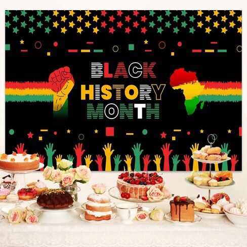 10 x 8 ft Black History Month Backdrop, African Black History Month Classroom Banner African American Party Background Posters Decorations Photo Shoot Props in Saudi Arabia