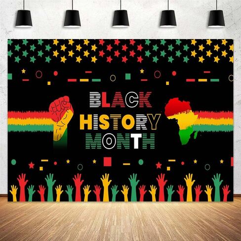 10 x 8 ft Black History Month Backdrop, African Black History Month Classroom Banner African American Party Background Posters Decorations Photo Shoot Props in Saudi Arabia